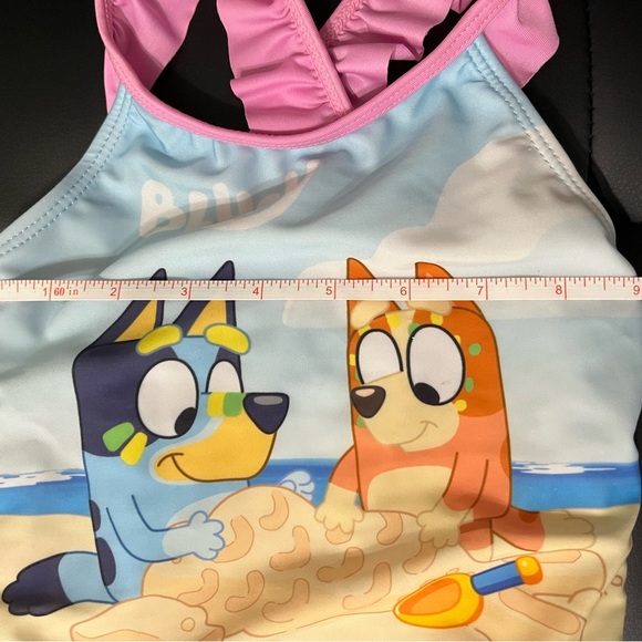 Pink and Blue One Piece Swim with Bluey Cartoon Design 4T - Picture 4 of 9